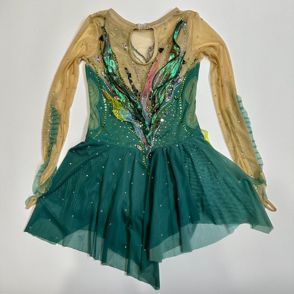 New Figure Skating Dress Size 10 (5~8T) with Hair Scrunchies (120~130cm) - Picture 3 of 10